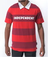 Independent BTG Burgundy Stripe Polo Shirt