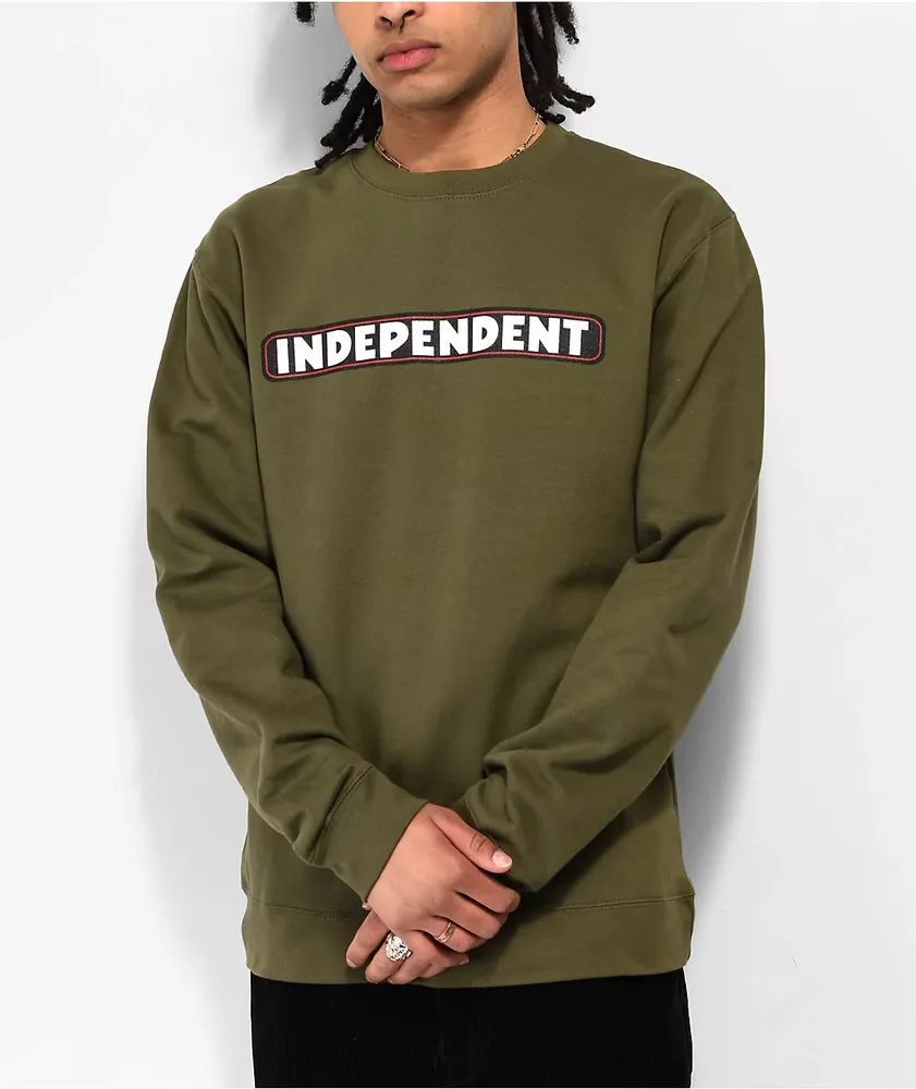 Independent Bar Logo Army Green Crewneck Sweatshirt