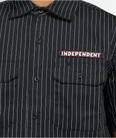 Independent Bar Logo Black Stripe Short Sleeve Work Shirt