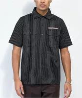 Independent Bar Logo Black Stripe Short Sleeve Work Shirt