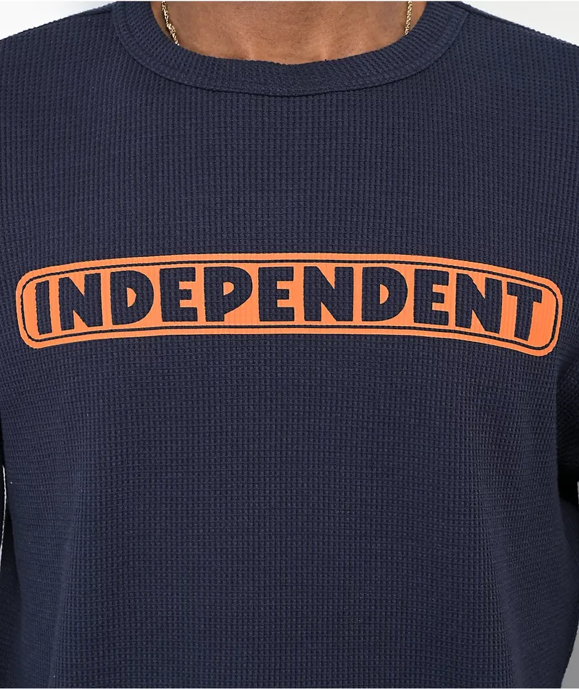 Independent Bar Logo Navy Long Sleeve Thermal T-Shirt