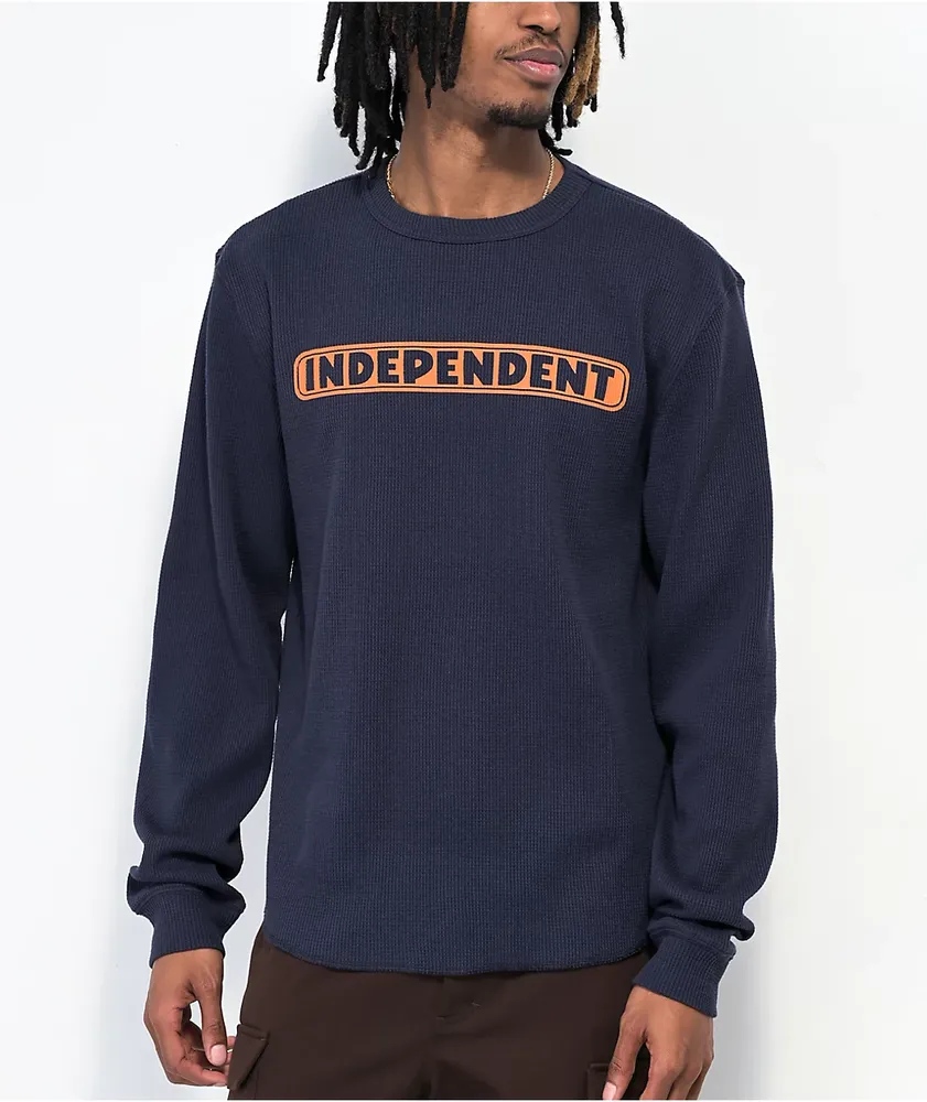 Independent Bar Logo Navy Long Sleeve Thermal T-Shirt