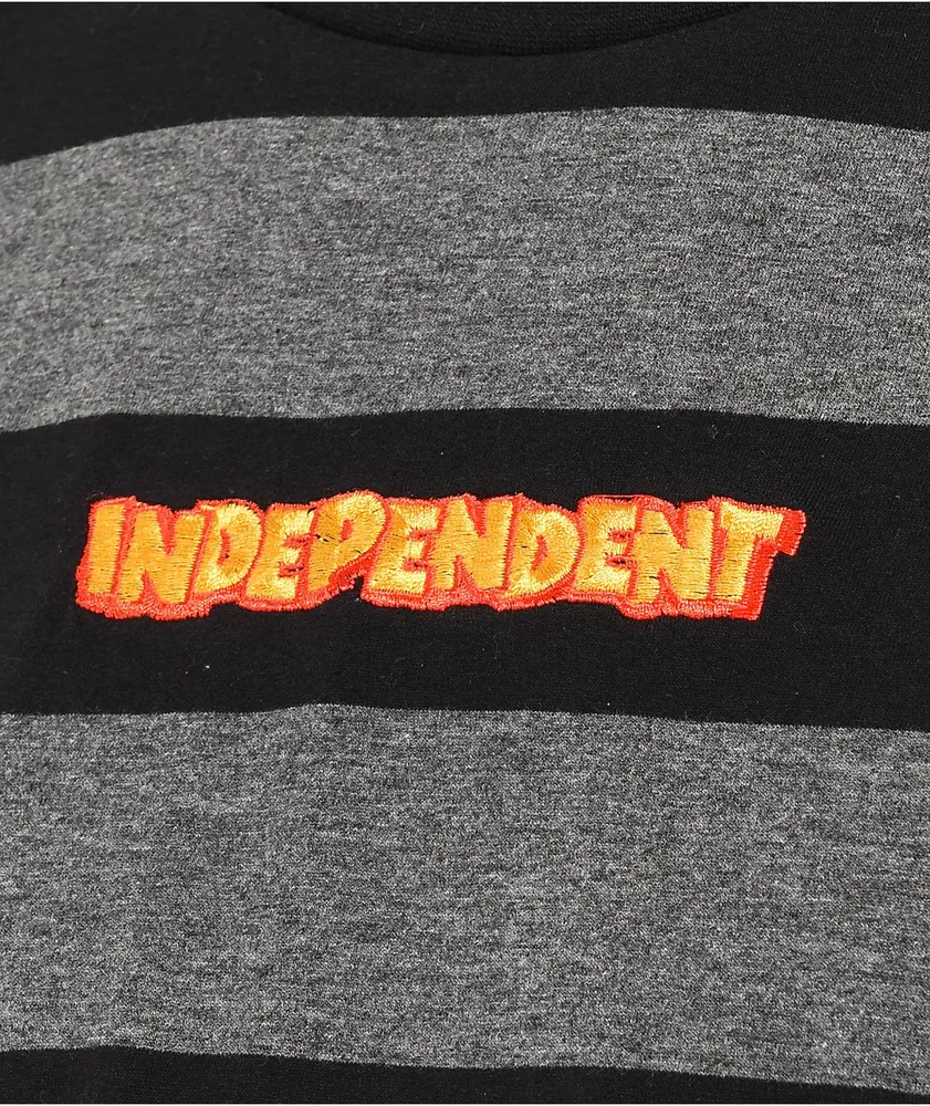 Independent Bounce Black & Charcoal Stripe T-Shirt