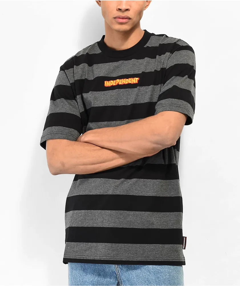 Independent Bounce Black & Charcoal Stripe T-Shirt