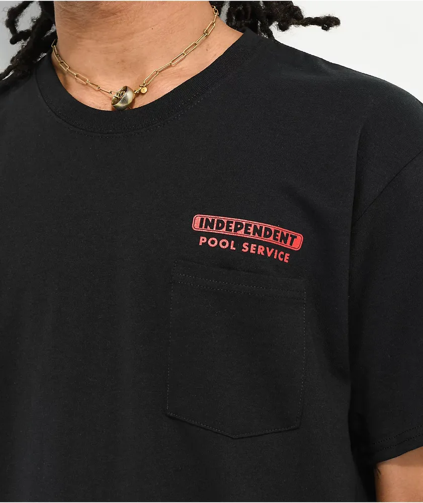 Independent Pool Service Black Pocket T-Shirt