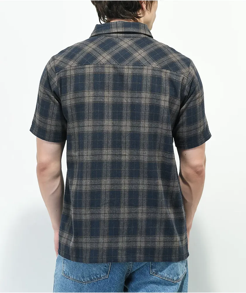 Independent Reed Navy & Grey Plaid Short Sleeve Button Up Shirt