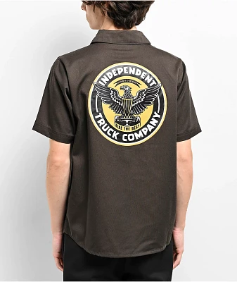 Independent Ride The Best Victory Brown Short Sleeve Button Up Shirt