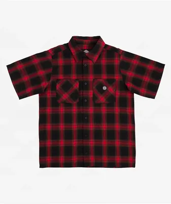 Independent Uncle Charlie Red & Black Short Sleeve Flannel Shirt