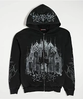 Insomnia Visuals Cathedral Black Wash Zip Hoodie