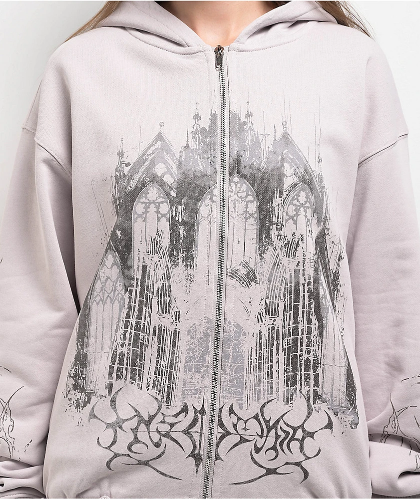 Insomnia Visuals Cathedral Grey Zip Hoodie