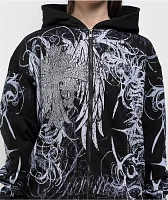 Insomnia Visuals Eclipse Rhinestone Black Zip Hoodie