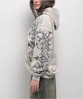 Insomnia Visuals Eclipse Rhinestone Light Grey Zip Hoodie