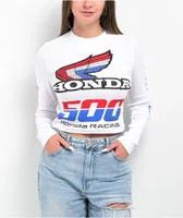 JT Racing x Honda Finish Line White Long Sleeve Crop T-Shirt