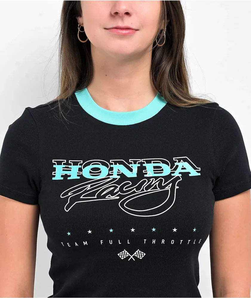 JT Racing x Honda Ringer Black Crop T-Shirt