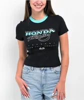 JT Racing x Honda Ringer Black Crop T-Shirt