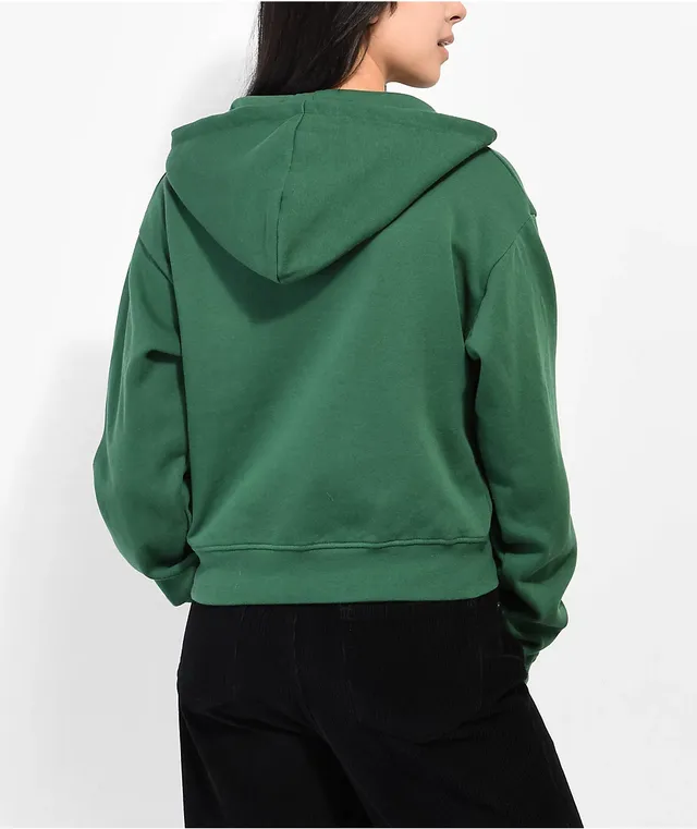 Zine Kya Green Crop Zip Hoodie