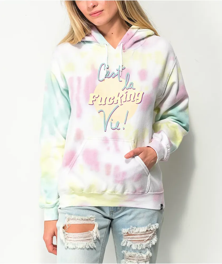 JV by Jac Vanek Cest La Vie Pastel Tie Dye Hoodie