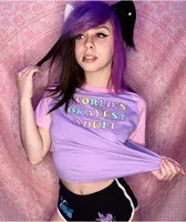JV by Jac Vanek Okayest Adult Pink & Purple Raglan Crop T-Shirt