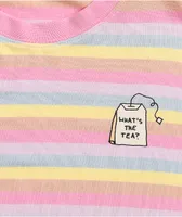 JV by Jac Vanek What's The Tea Striped Pink Long Sleeve T-Shirt