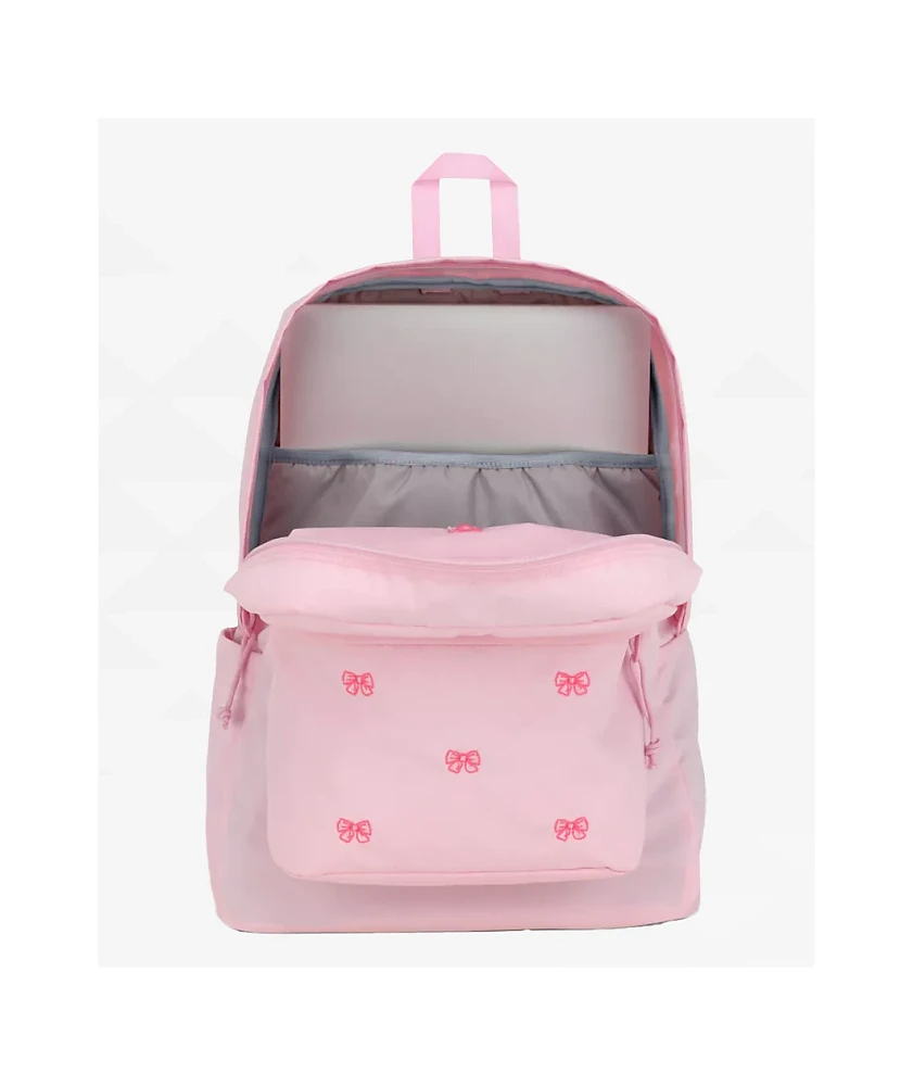 Jansport Superbreak Plus Embroidered Bows Pink Backpack