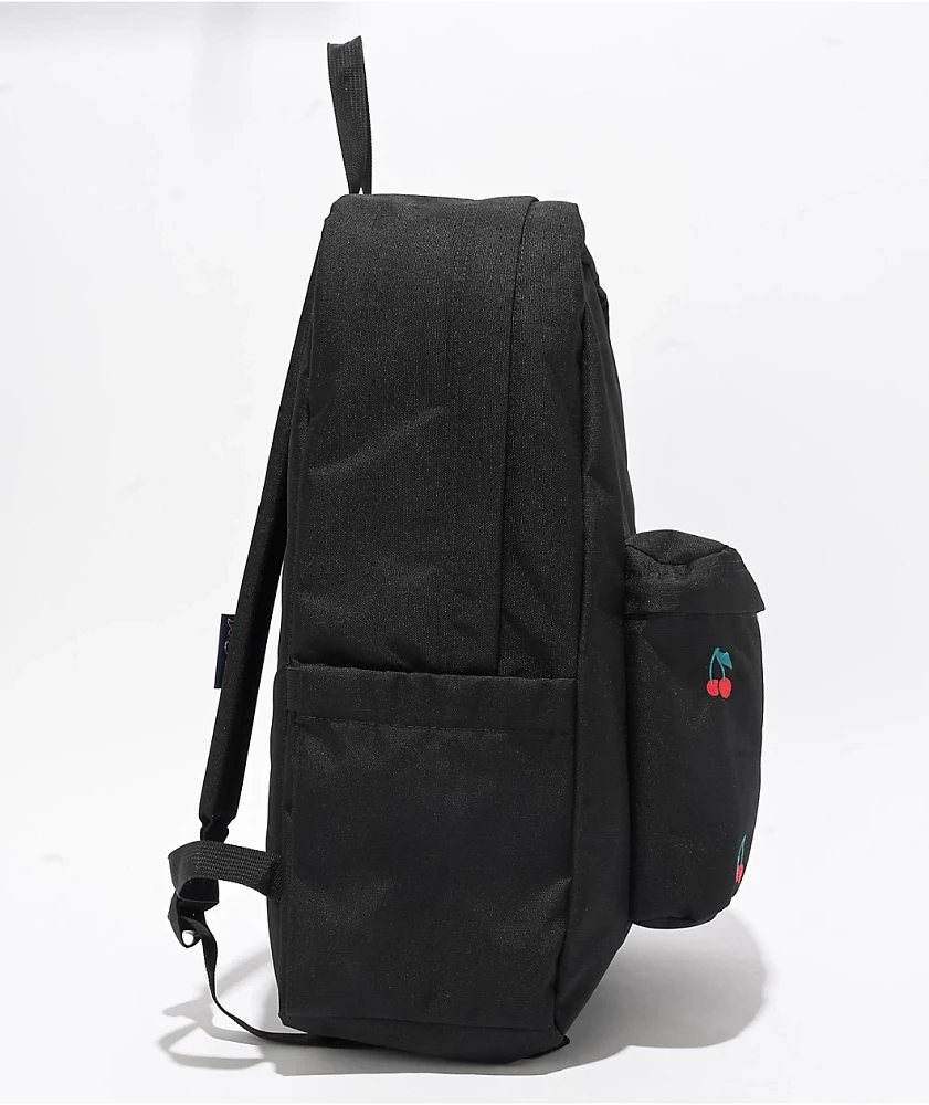 Jansport Superbreak Plus Embroidered Cherry Black Backpack