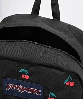 Jansport Superbreak Plus Embroidered Cherry Black Backpack