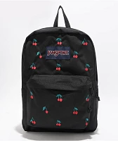 Jansport Superbreak Plus Embroidered Cherry Black Backpack