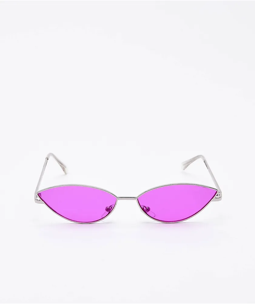 Jenna Dark Pink & Silver Sunglasses