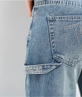 Juicy Couture Abbot Rhinestone Blue Carpenter Jeans