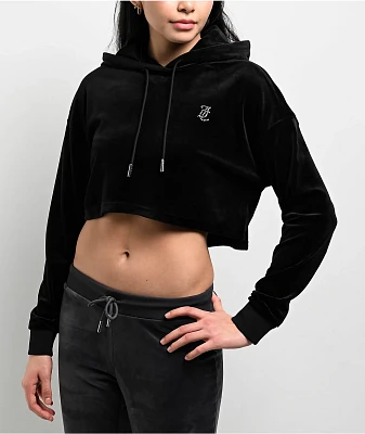 Juicy Couture Big Bling High Low Licorice Crop Hoodie