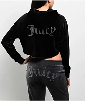 Juicy Couture Big Bling High Low Licorice Crop Hoodie