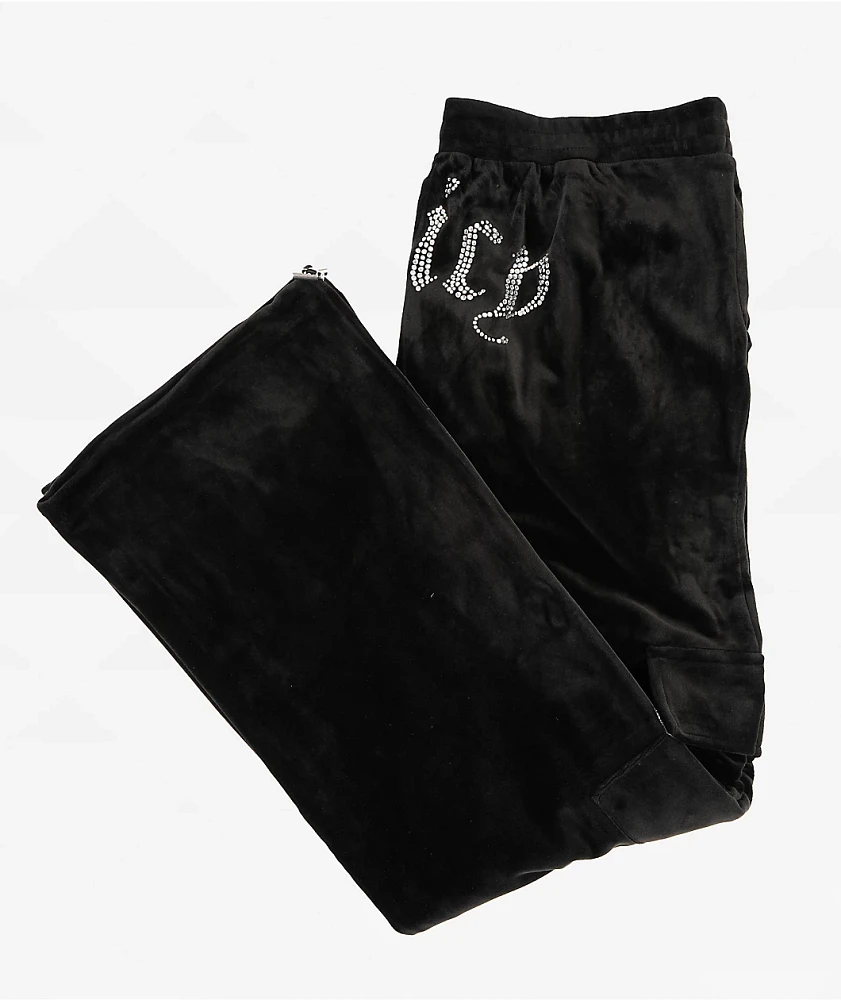 Juicy Couture Bling Licorice Velour Cargo Track Pants