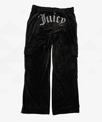 Juicy Couture Bling Licorice Velour Cargo Track Pants