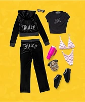 Juicy Couture Bling Licorice Velour Zip Hoodie