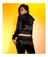 Juicy Couture Bling Licorice Velour Zip Hoodie