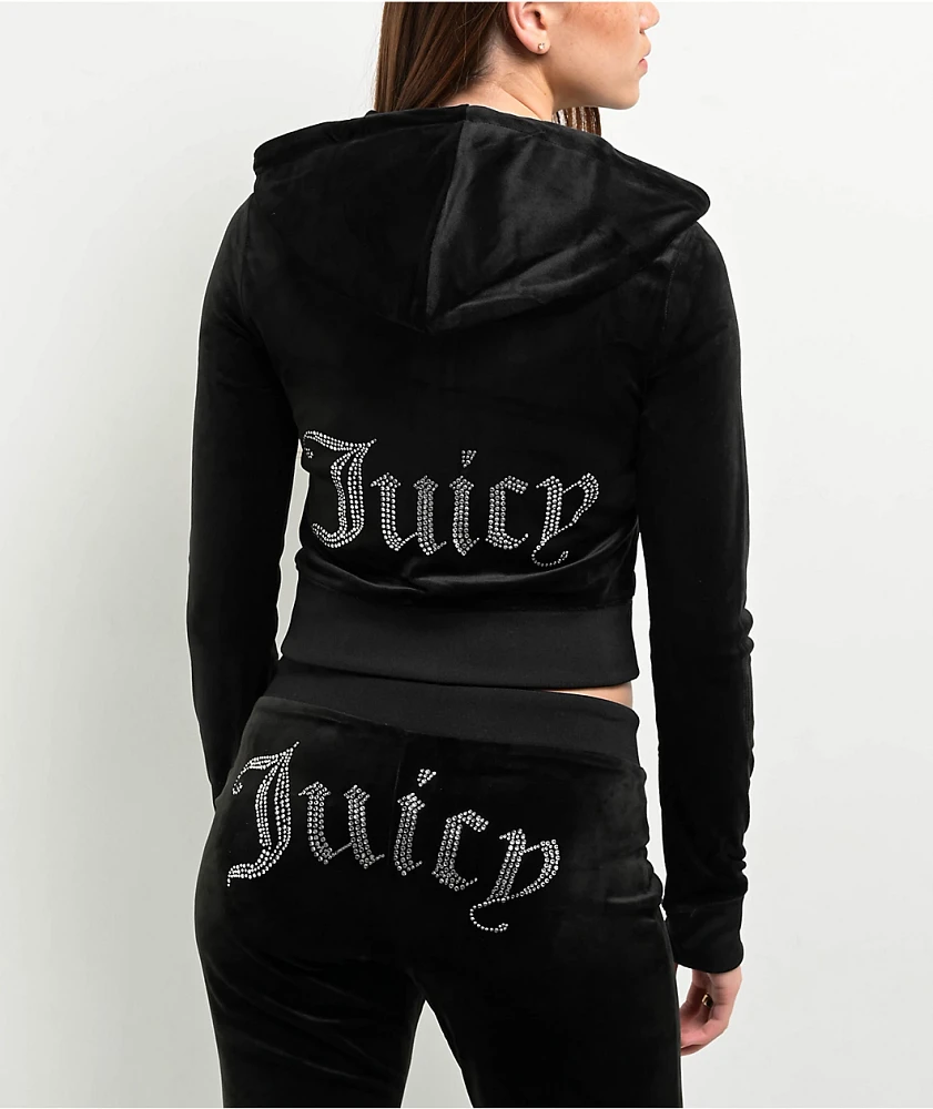 Juicy Couture Bling Licorice Velour Zip Hoodie