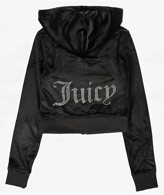 Juicy Couture Bling Liquorice Velour Zip Hoodie