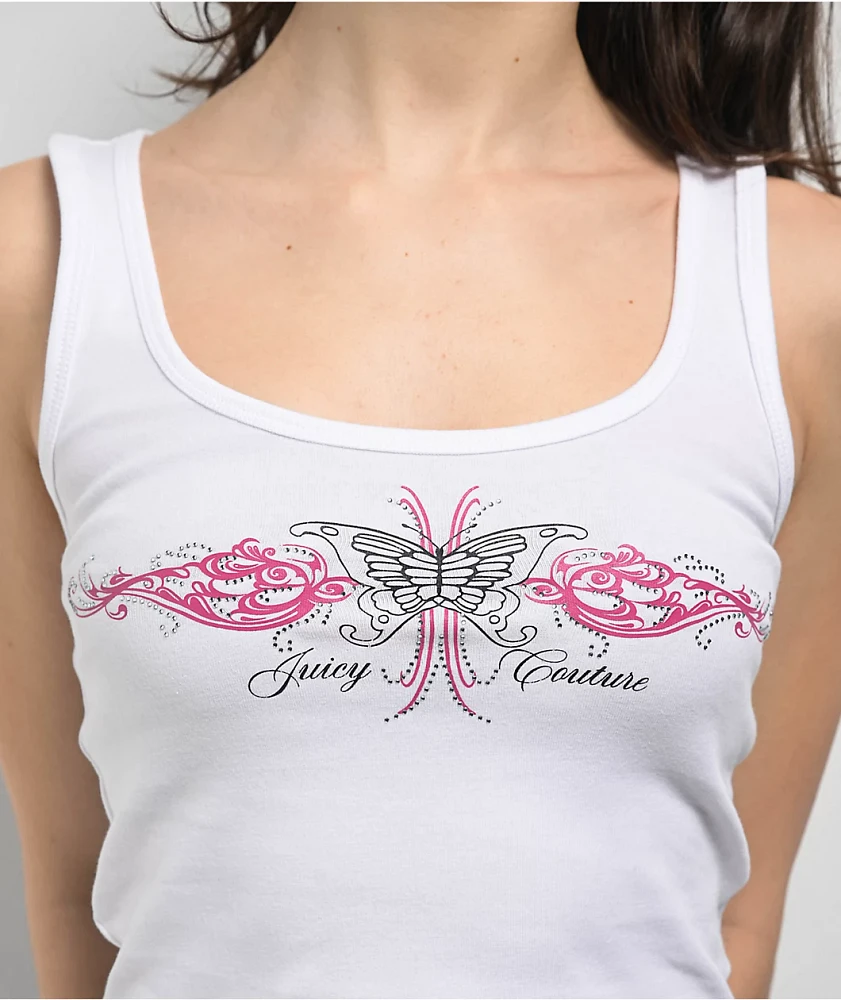 Juicy Couture Butterfly White Crop Tank Top