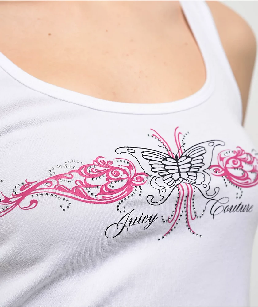 Juicy Couture Butterfly White Crop Tank Top