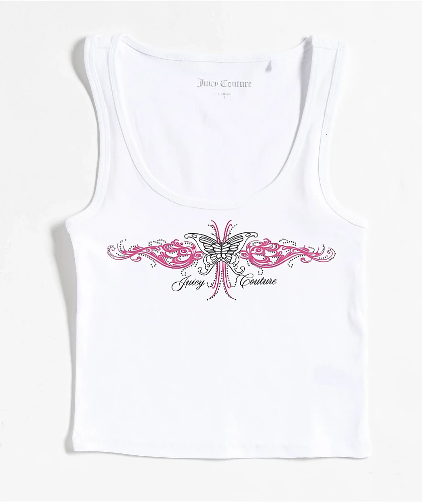 Juicy Couture Butterfly White Crop Tank Top