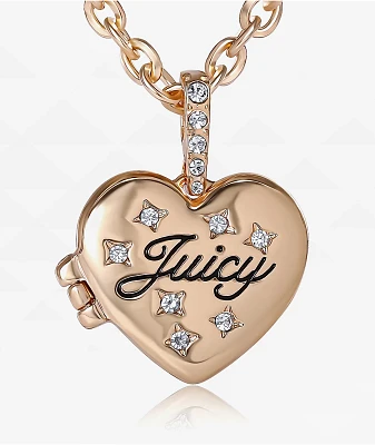 Juicy Couture Crystal Heart Goldtone Locket Necklace