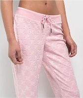 Juicy Couture Embossed Whisper Pink Velour Track Pants