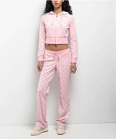 Juicy Couture Embossed Whisper Pink Velour Track Pants