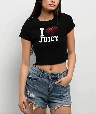 Juicy Couture I Love Juicy Black Crop T-Shirt
