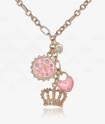 Juicy Couture Layered Pink & Goldtone Charm Necklace