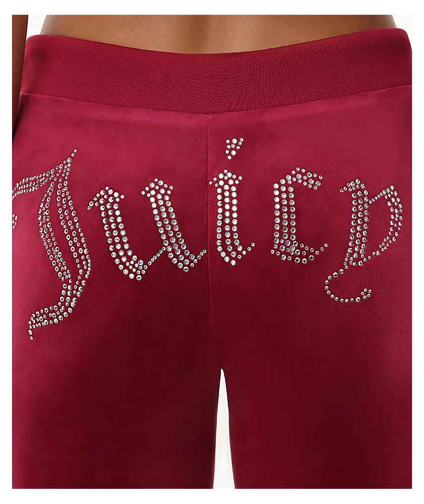 Juicy Couture OG Big Bling Coco Red Velour Track Pants