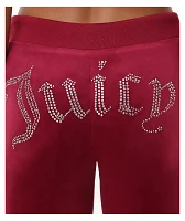 Juicy Couture OG Big Bling Coco Red Velour Track Pants