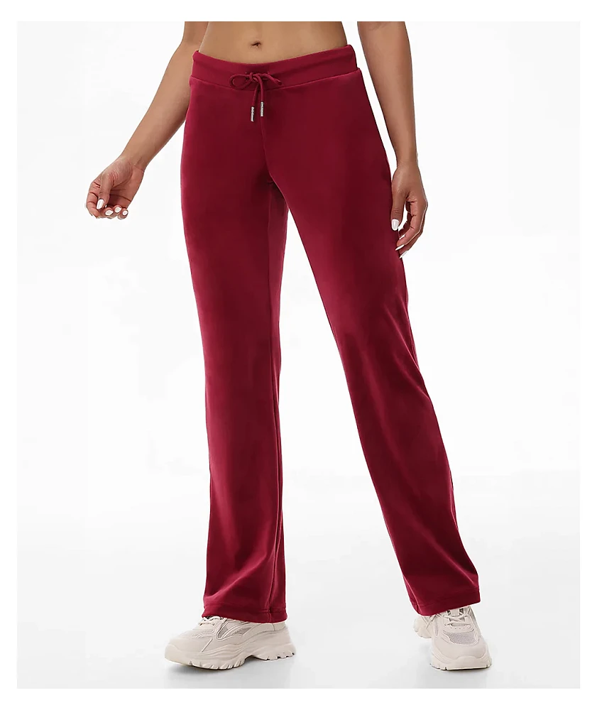 Juicy Couture OG Big Bling Coco Red Velour Track Pants