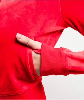 Juicy Couture OG Big Bling Coco Red Velour Zip Hoodie