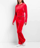 Juicy Couture OG Big Bling Coco Red Velour Zip Hoodie